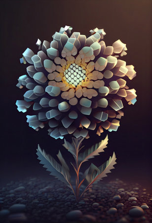 pixel art of blooming flower. NFT concept with Generative AI Technologyの素材