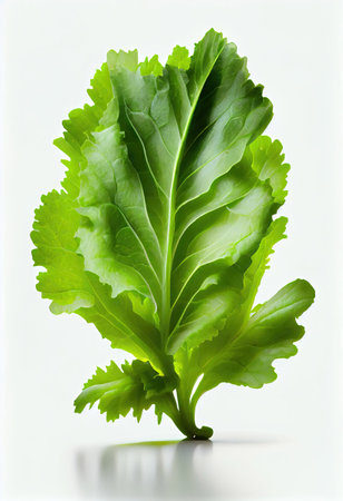 fresh green leaves of lettuce vegetable salad isolated on white background with Generative AI Technologyの素材