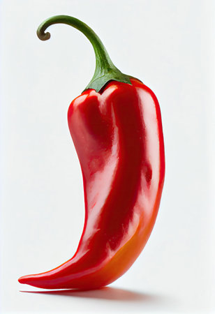 fresh whole red chili pepper isolated on white background with Generative AI Technologyの素材