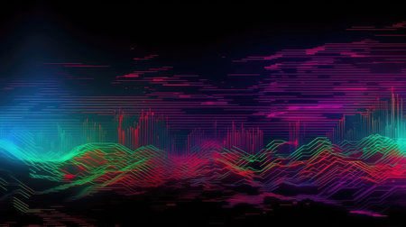 illustration of an abstract glitch cyber data backgroud with Generative AI Technologyの素材