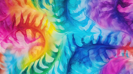 Swirled Tie Dye Pattern Vibrant Fashion colorful stripe banner with Generative AI Technologyの素材