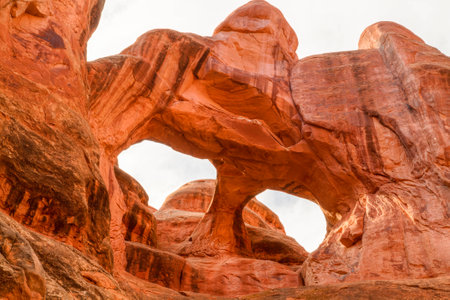 A double arch aptly named Skull Arch in the Fiery Furnace section の写真素材