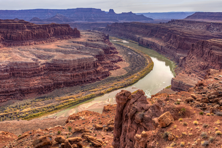 View of the Colorado River from Gooseneck View in Canyonlands National Park, Utah.の写真素材