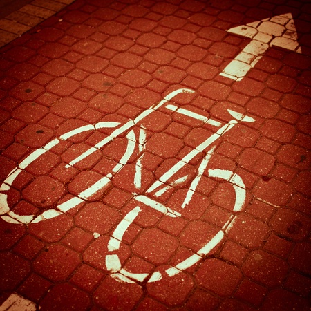 urban traffic concept - bike/cycling lane in a cityの写真素材