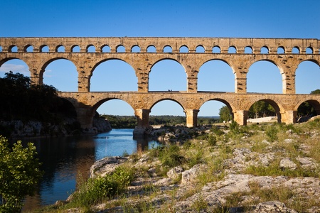 Pont du Gard, Languedoc-Roussillon, Franceの写真素材