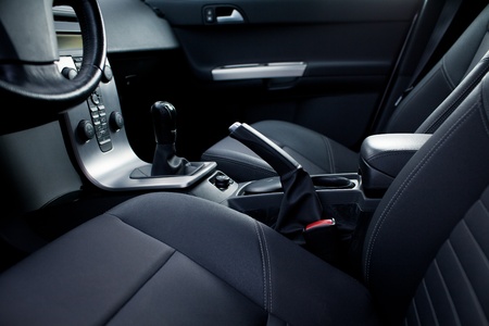 Interior of a modern car (dashboard with gear lever)の写真素材