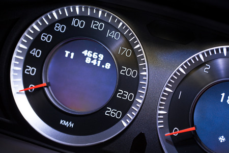 Modern car dashboard close-up view