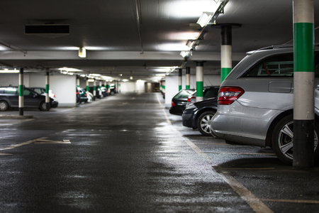 Underground parking/garage (shallow DOF; color toned image)の写真素材