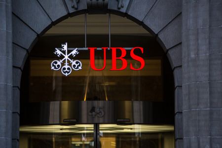 ZURICH, SWITZERLAND, 27 March 2014: UBS, Switzerland's largest bank.のeditorial素材
