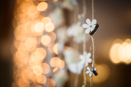 Two splendid wedding rings on a wedding day.の写真素材