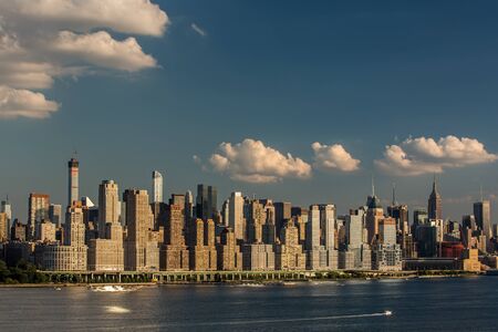 New York City NYC Manhattan Downtown Skyline, viewed from Jersey City, New Jersey, USA.の写真素材