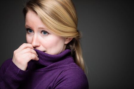 Fear/anxiety/regret/uncertainty in a young woman - effects of a difficult life situation - vivid...