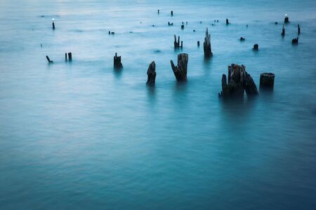 Long exposure shot of Hudson river in NYC