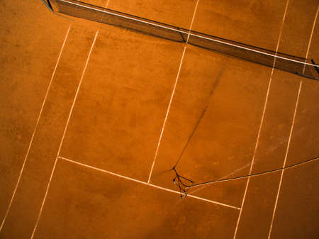 Tennis courts being watered. Aerial view with plenty of copyspaceの写真素材