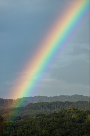 Rain falling from the sky, bringint the very needed humidity to the natureの写真素材