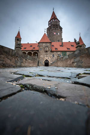Medieval majestic and romantic gothic castle Bouzov, Czech republicのeditorial素材