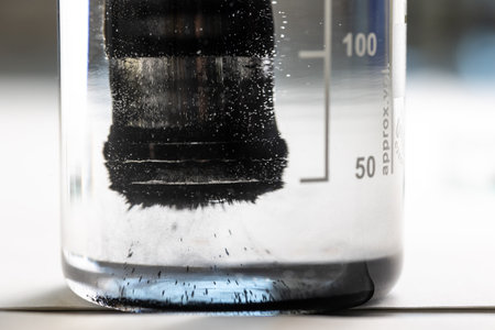 ron nanoparticles in a lab, being used to clean water from toxic pollutantsの写真素材