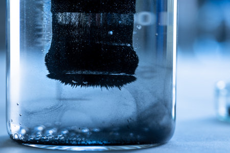ron nanoparticles in a lab, being used to clean water from toxic pollutantsの写真素材