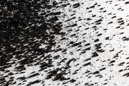 Iron nanoparticles in a lab burning as they oxidate super quick once in contact with airの写真素材