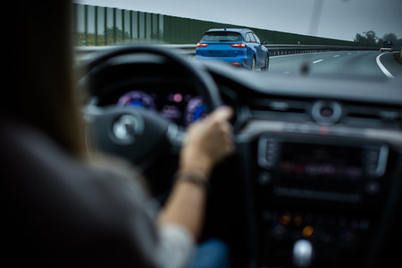 Cars driving fast on the highway (shallow DOF)