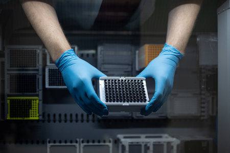 Female researcher carrying out research experiment in a chemistry lab