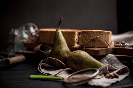 Homemade Autumn Pear Galette Pastry with Cinnamon Sugarの写真素材