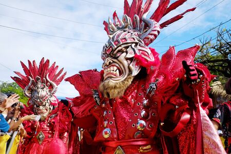 2018.02.17 the carnival in the Dominican Republic, La vega city, Man in the suit of the monster of the dark forces is walking on the parade and carnivalのeditorial素材