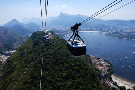 Cable car going to the Sugar Loaf in Rio de janeiro Brazil
