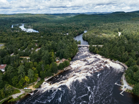 Cascades and waterfalls park on the Ouareau River, in Rawdon, Quebec, Canada.の写真素材