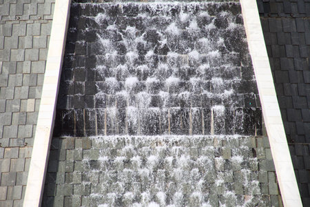 White marble clad fountain in the Independence Park, Ashgabat, Turkmenistan
