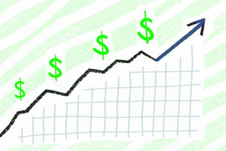 Statistical financial graph showing economic financial growth of USAの写真素材
