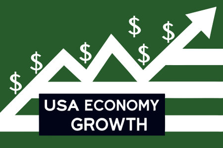 Statistical financial graph showing economic financial growth of USAの写真素材