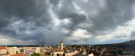 Church and buildings rooftop. Zemun district, Belgrade, Serbia, Europe.