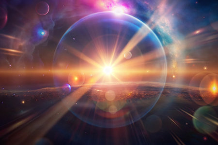 Abstract Blur glow overlay. Lens flare filter. Bokeh sunlight glare leak.