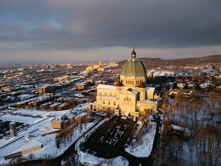 Aerial view of Oratory catholic cathedral basilica. Montreal, Quebec, Canada.の写真素材