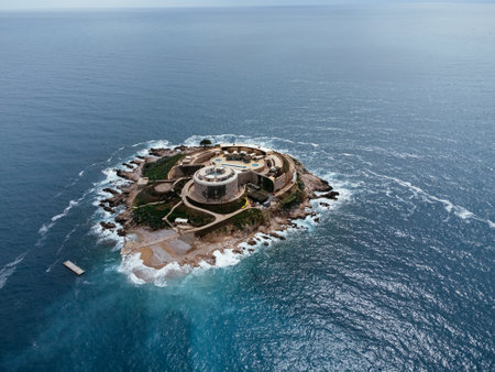 Hotel on the Mamula island in the Adriatic sea, Montenegro, Europe.の写真素材