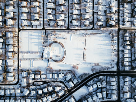 Suburban Winter in Montreal, Quebec, Canadaの写真素材
