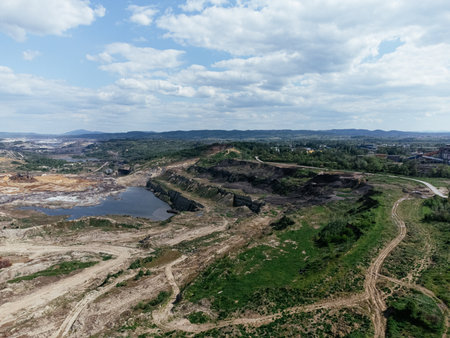 Kolubara pit on coal mining by the open way. Lazarevac, Serbia.