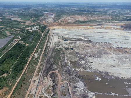 Kolubara pit on coal mining by the open way. Lazarevac, Serbia.