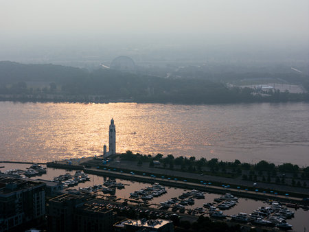 Heavy smog in downtown because of wildfire and industrial pollution, Quebec, Canada