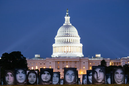 22nd of June 2025. Iranian protest in front of US capitol. Portraits of died people on the lawn. Washington DC, USA!のeditorial素材