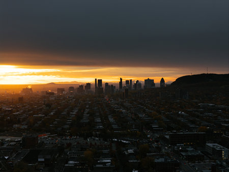 Miami downtown skyline at dusk with illuminated ferris wheel and waterfront marina, Florida, USA. g.の写真素材