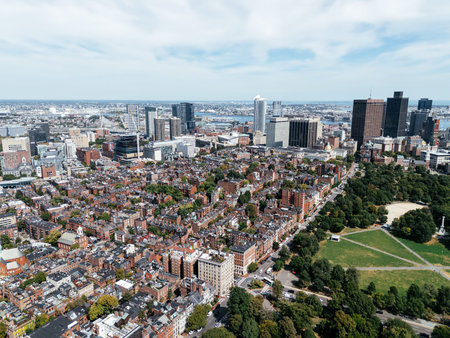 A sunny summer day with the Boston skyline. Massachusetts, USA.