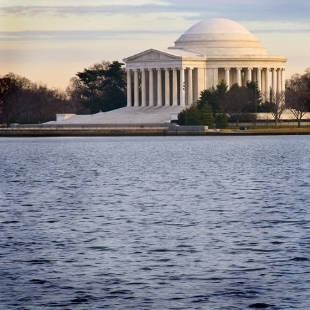 Jefferson Memorial at sunset, in front of the Tidal Basin, Washington, DCのeditorial素材