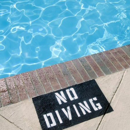 No Diving sign near poolの写真素材