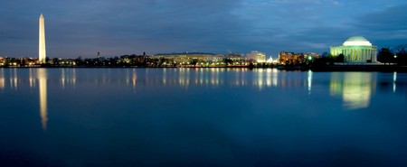 Beautiful panoramic view of Washington D.C. at nightのeditorial素材