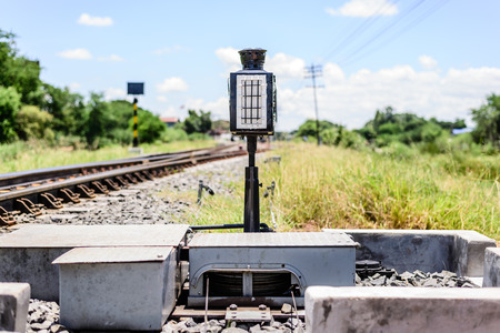 Train signals for railroad and and traffic light for locomotiveの写真素材