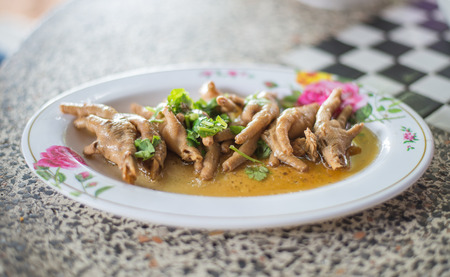 Braised Chicken Feet and corianderの写真素材