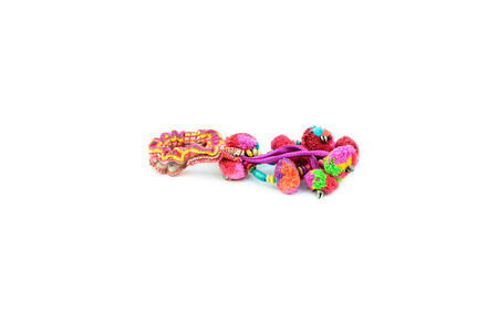Colorful scrunchies isolated on a white backgroundの写真素材