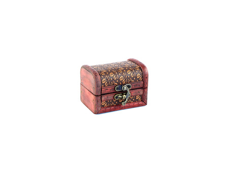Close wooden chest isolate on white background
